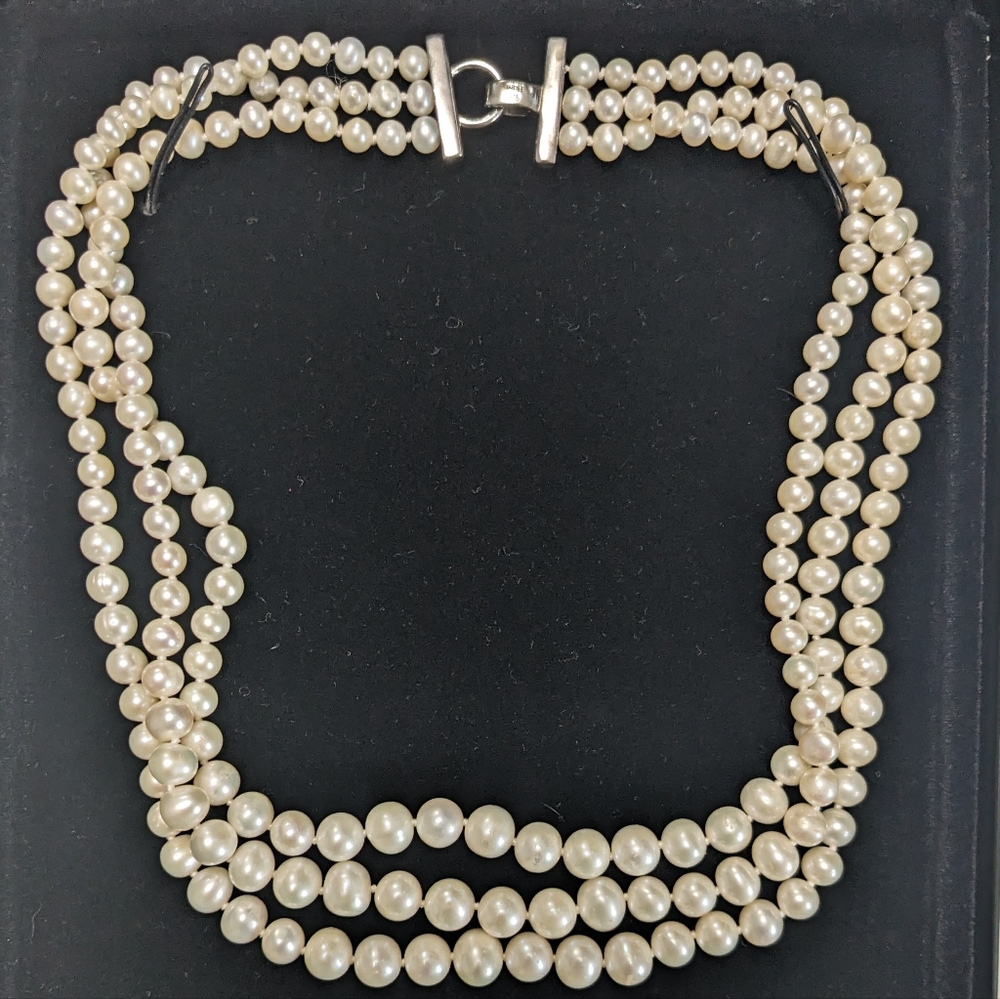Macy & Co three strand pearl necklace